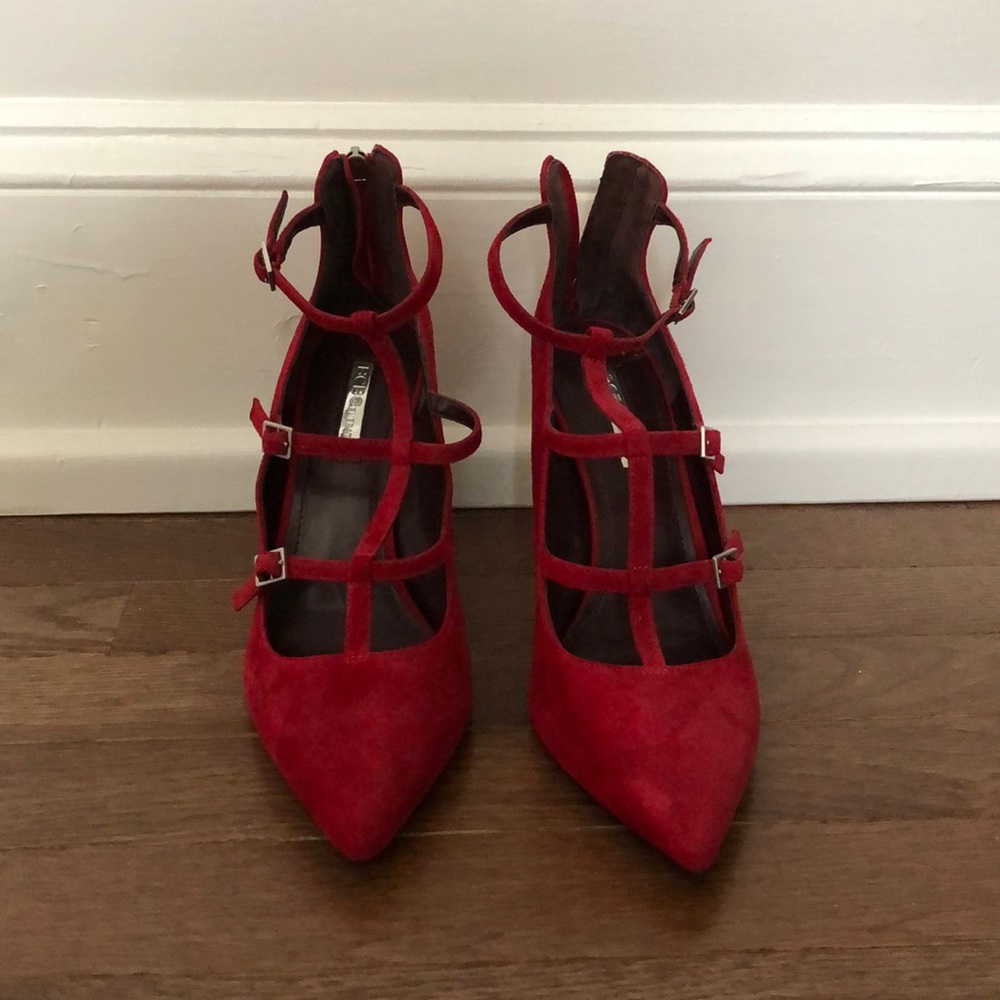Brand new! BCBG red, suede pumps. Size 8